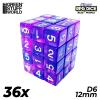 36x D6 12mm Dice - Clear Blue/Purple 1