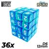 36x D6 12mm Dice - Clear Blue/Turquoise