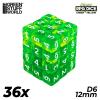 36x D6 12mm Dice - Clear Green/Yellow 2