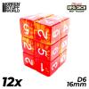 12x D6 16mm Dice - Clear Red/Yellow 2