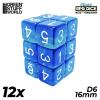 12x D6 16mm Dice - Clear Blue/Turquoise