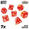 7x Mix 16mm Dice - Clear Red/Yellow