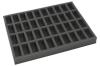Foam tray for 40 miniatures on 25mm bases for old cases