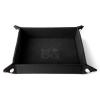 Fold Up Velvet Dice Tray: Black (Leather Backed)