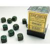 Chessex - Opaque 12mm D6 Dice Block - Dusty Green w/Gold