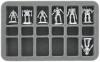 HS035BT02 35 mm (1.38 inches) half-size foam tray with 18 slots for 12 BattleTech Mechs and accessories