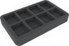 HSCX035BO 35 mm (1.4 inch) half-size Figure Foam Tray with base - 8 large cut-outs