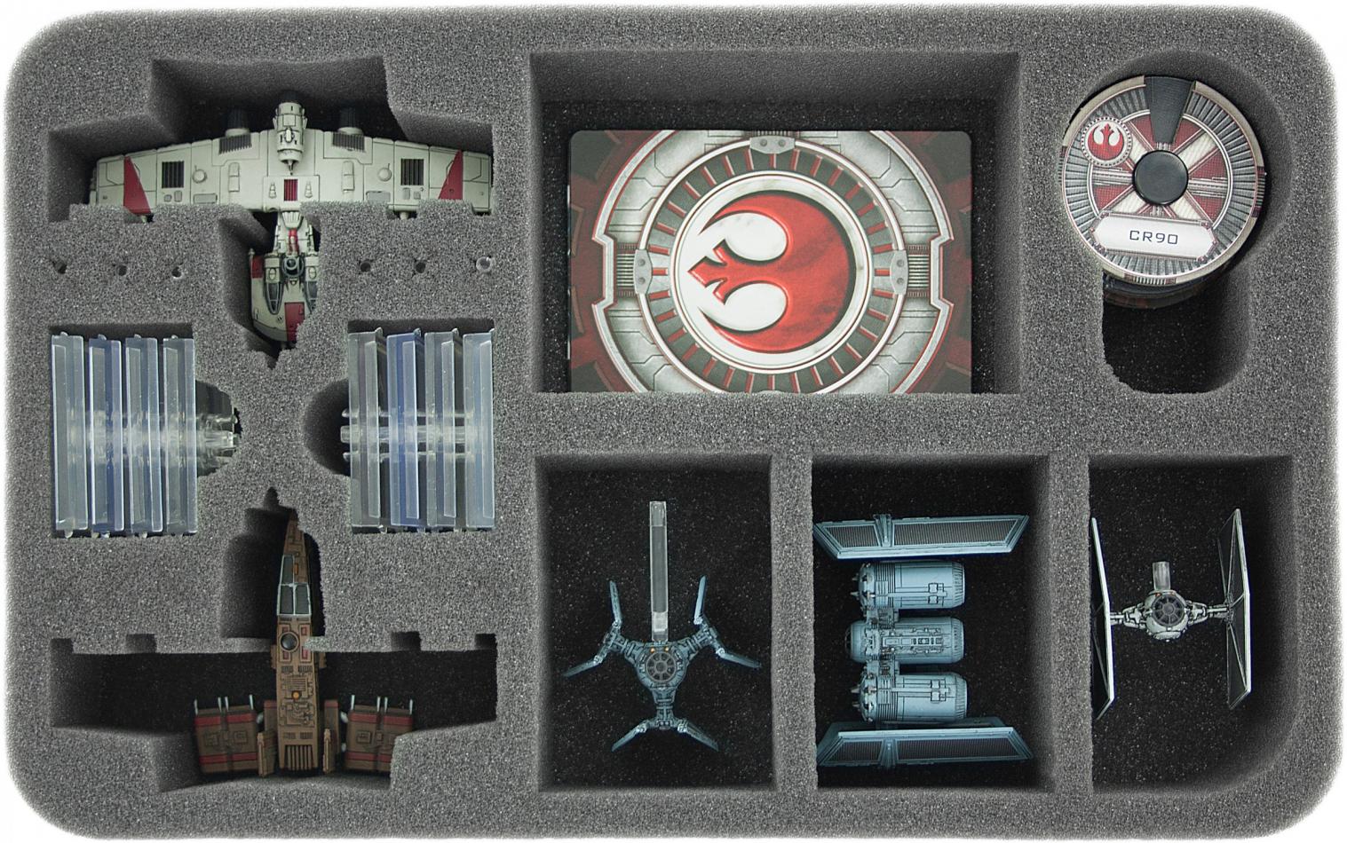 HSDE050BO foam tray for Star Wars X-WING 2 x K-Wing, 3 Ships, Dials, Cards and more