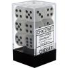16mm d6 Dice Block: Frosted Clear/black