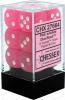 16mm d6 Dice Block: Frosted� Pink/white