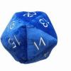 Jumbo D20 Novelty Dice Plush in Blue with Silver Numbering