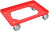 Compact trolley with rubber wheels red for Euro Container up to 600 mm x 400 mm