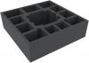 AFMEMQ085BO 285 mm x 285 mm x 85 mm foam tray with 12 compartments for board game boxes