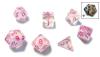 White Cloud & Pink Ink Polyhedral Dice Set - Sirius Dice