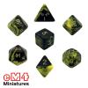 Oblivion Dice Opaque Black/YELLOW Bag of 7, 1 each type    POLY SET