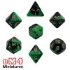 Oblivion Dice Opaque Black/GREEN Bag of 7, 1 each type    POLY SET