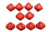 Opaque Dice RED Bag of 10 D10 0-9