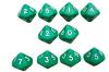 Opaque Dice GREEN Bag of 10 D10 0-9
