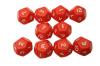 Opaque Dice RED Bag of 10 D12