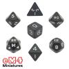 Opaque Dice BLACK Bag of 7, 1 Each Type    POLY SET
