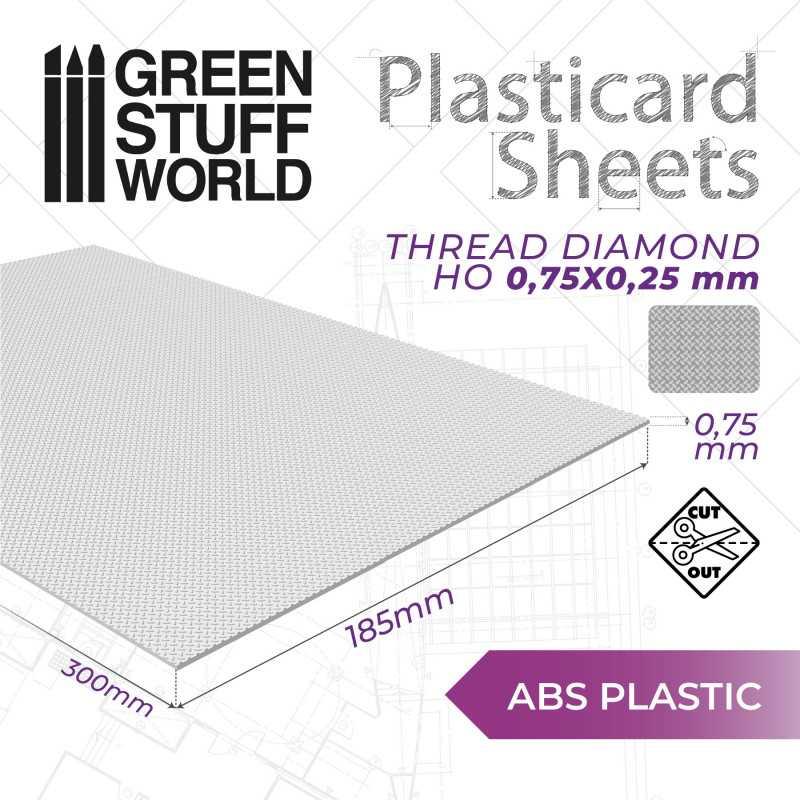 ABS Plasticard - Thread Diamond HO 0.75mm Textured Sheet